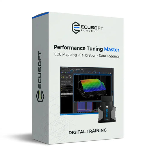 دورة Performance Tuning Master من ECUSOFT Academy لتعلم ECU Mapping وCalibration من تحليل الخرائط في WinOLS إلى ضبط السيارة وData Logging عبر HP Tuners.