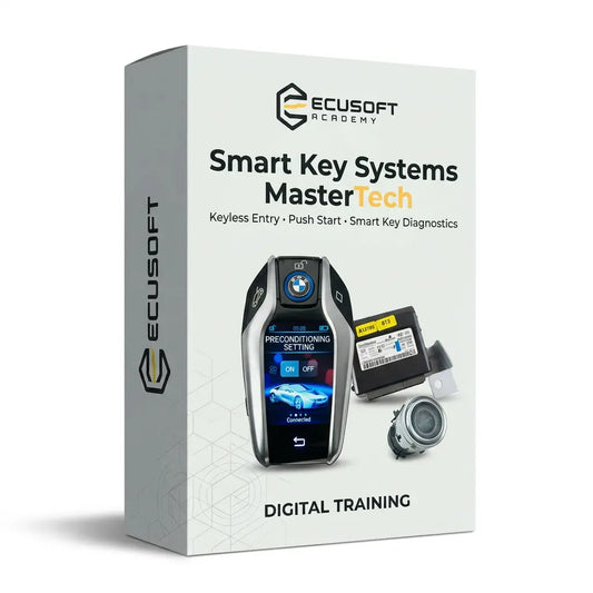 دورة Smart Key Systems MasterTech من ECUSOFT Academy لفهم وتشخيص أنظمة Smart Key وKeyless Entry وPush Start وبرمجة المفاتيح.