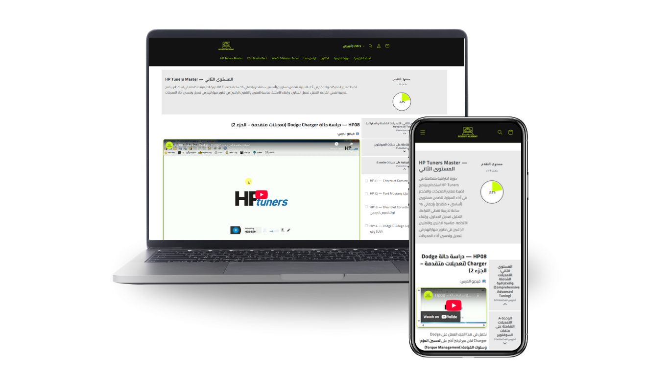 عرض منصة ECUSOFT Academy على مختلف الأجهزة